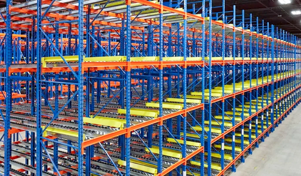 Pallet Flow Rack in a warehouse.